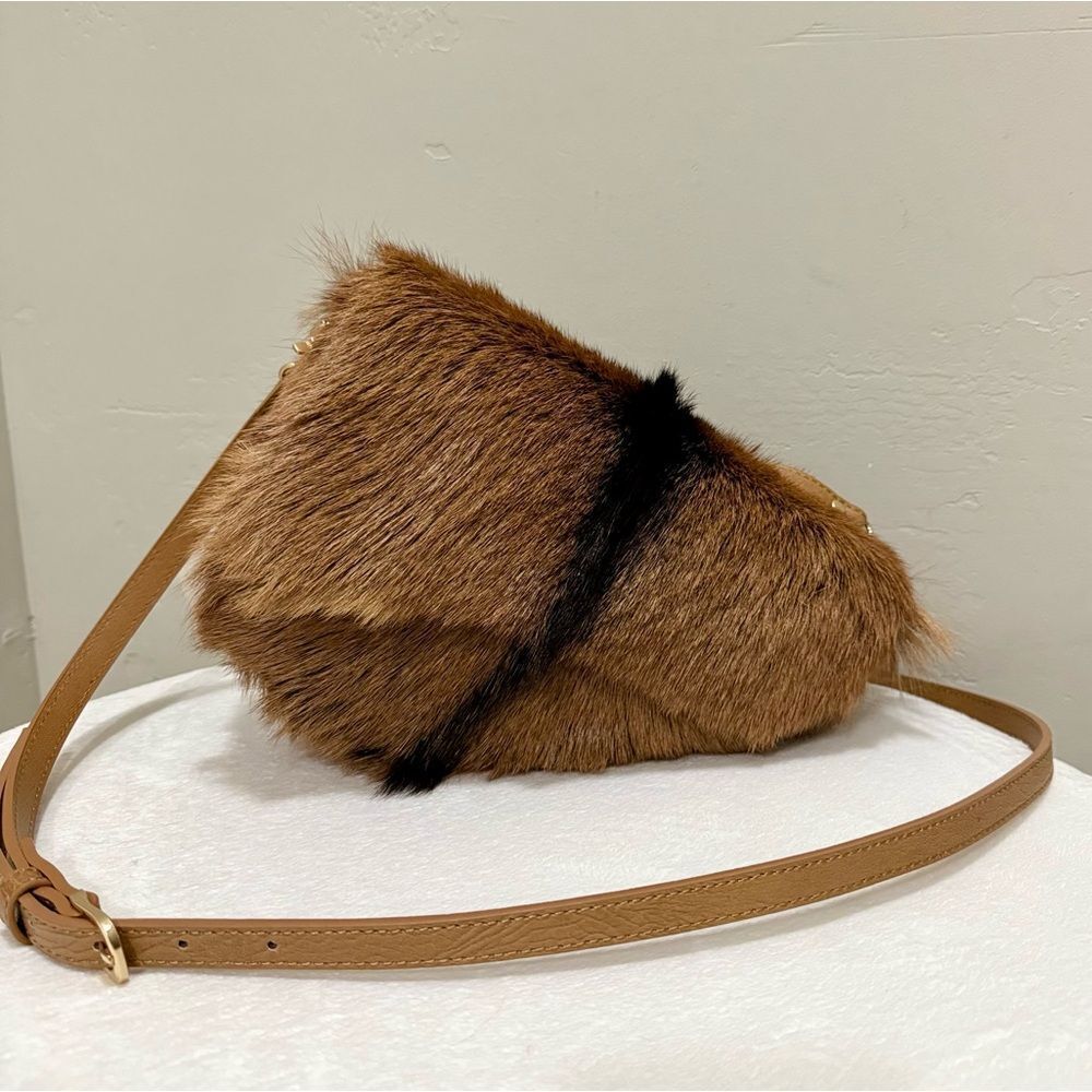 Handmade Assymetric Leather Shoulder Bag/Hair On Goat- hide Saddle Bag/Crossbody